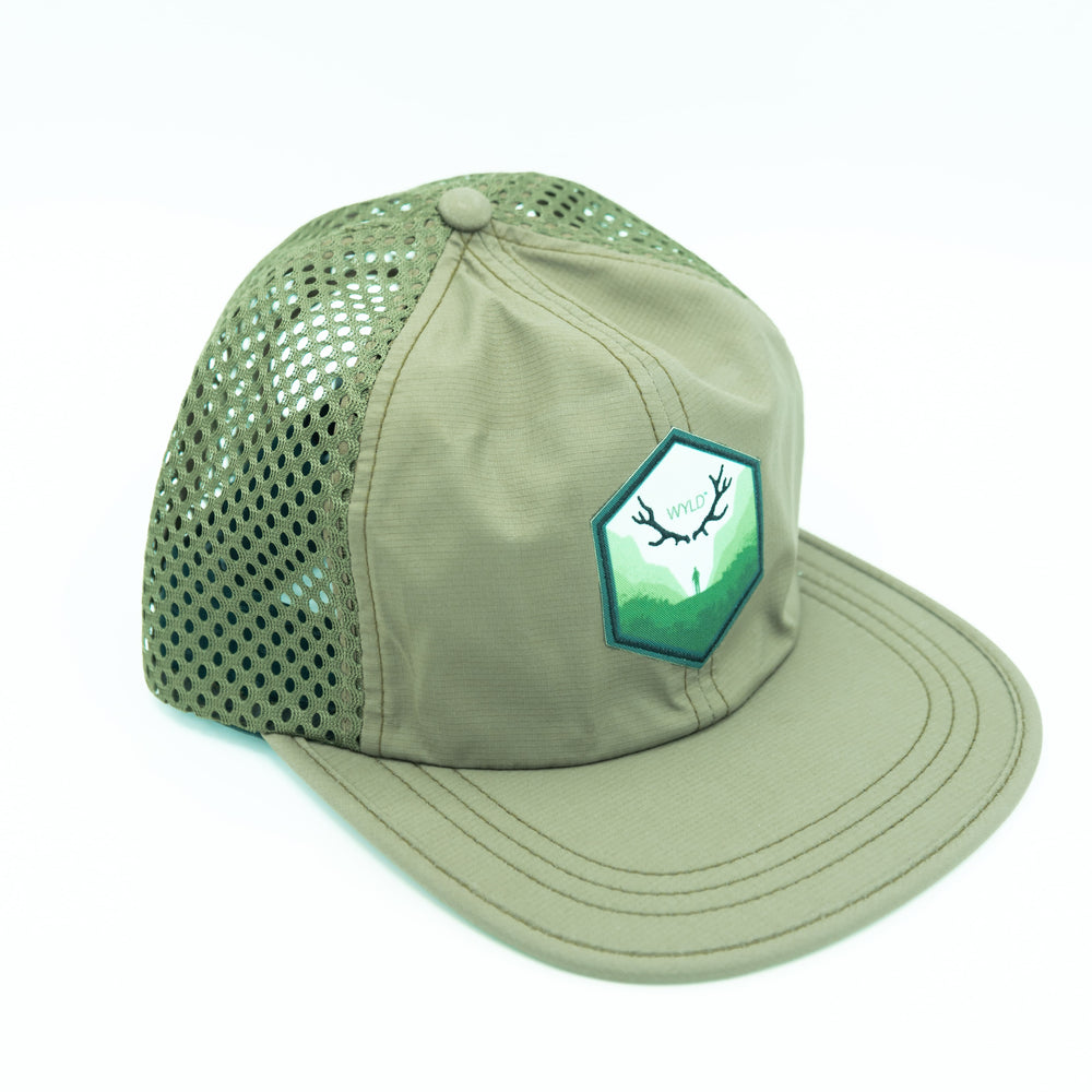 Olive Patch Mesh Cap with no shadow