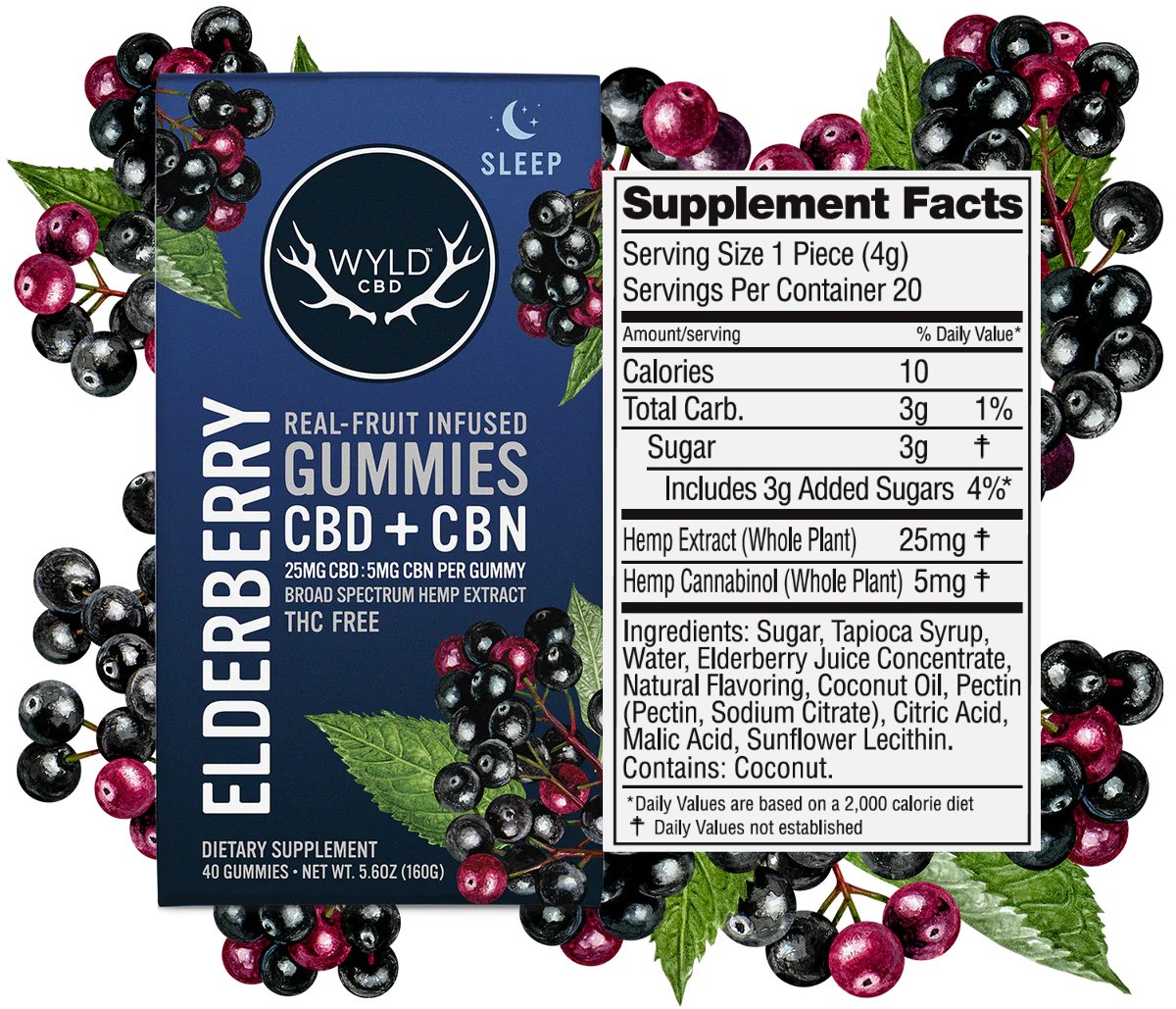Wyld CBD Elderberry CBN Gummies Nutrition Information