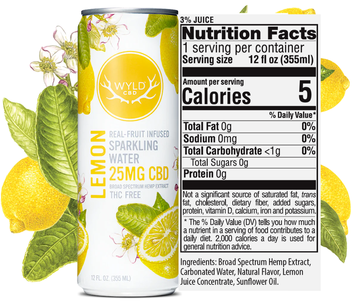 Wyld CBD Lemon H20 Nutrition Information