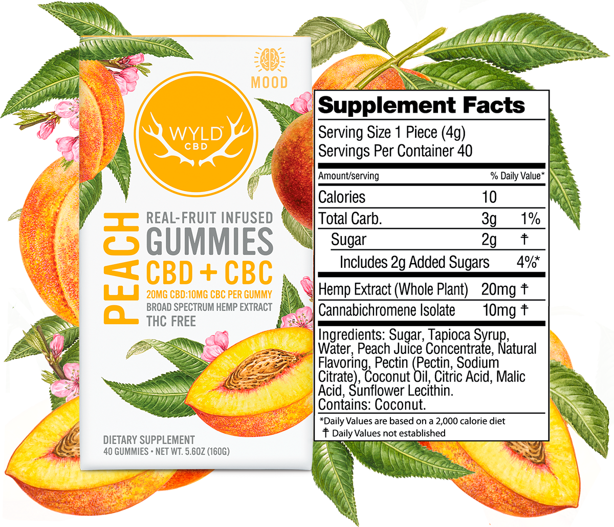 Wyld CBD Peach CBG Gummies Nutrition Information