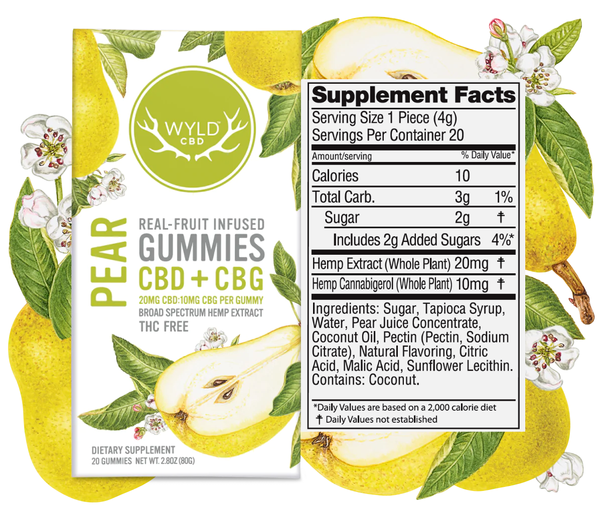 Wyld CBD Pear CBG Gummies Nutrition Information