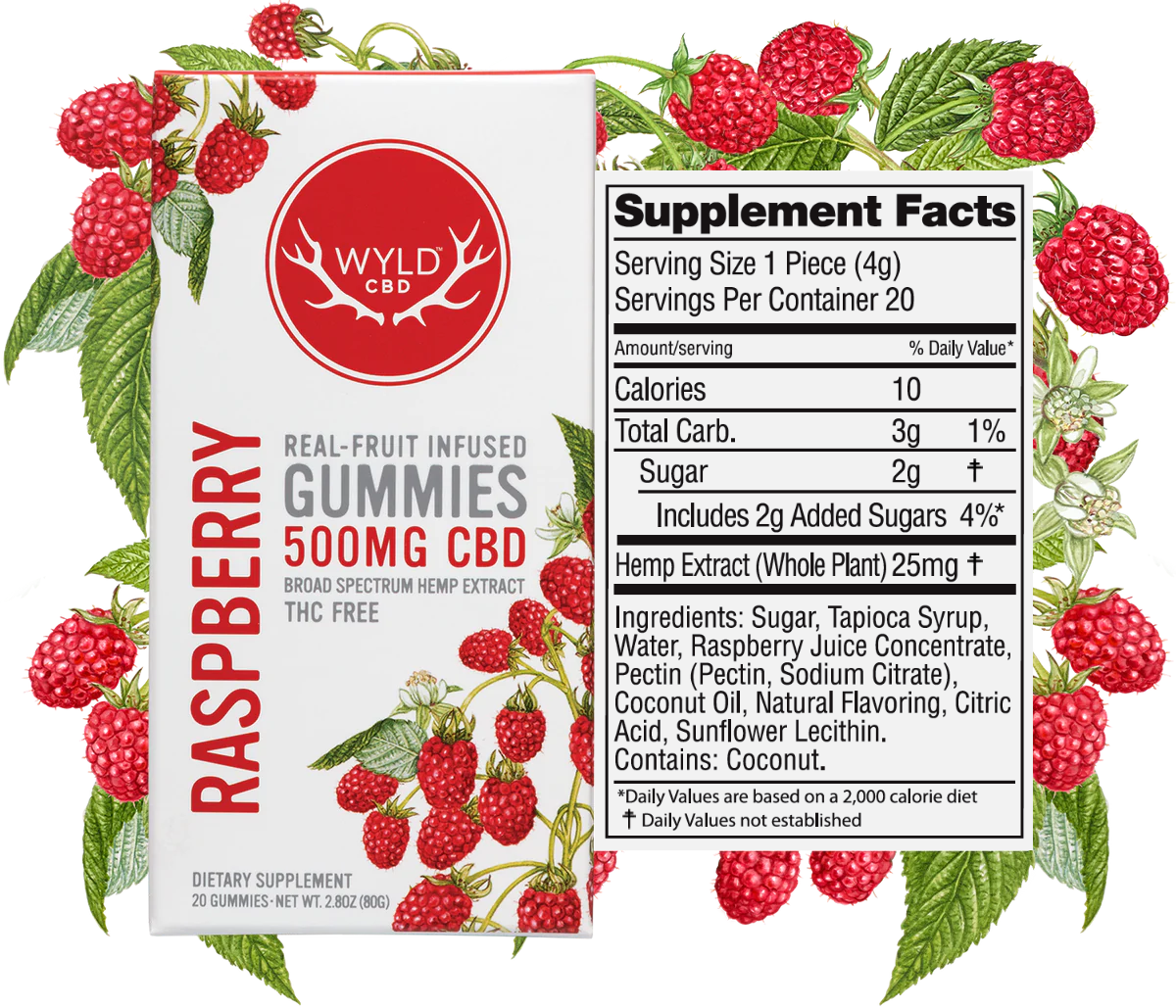Wyld CBD Raspberry Gummies Nutrition Information