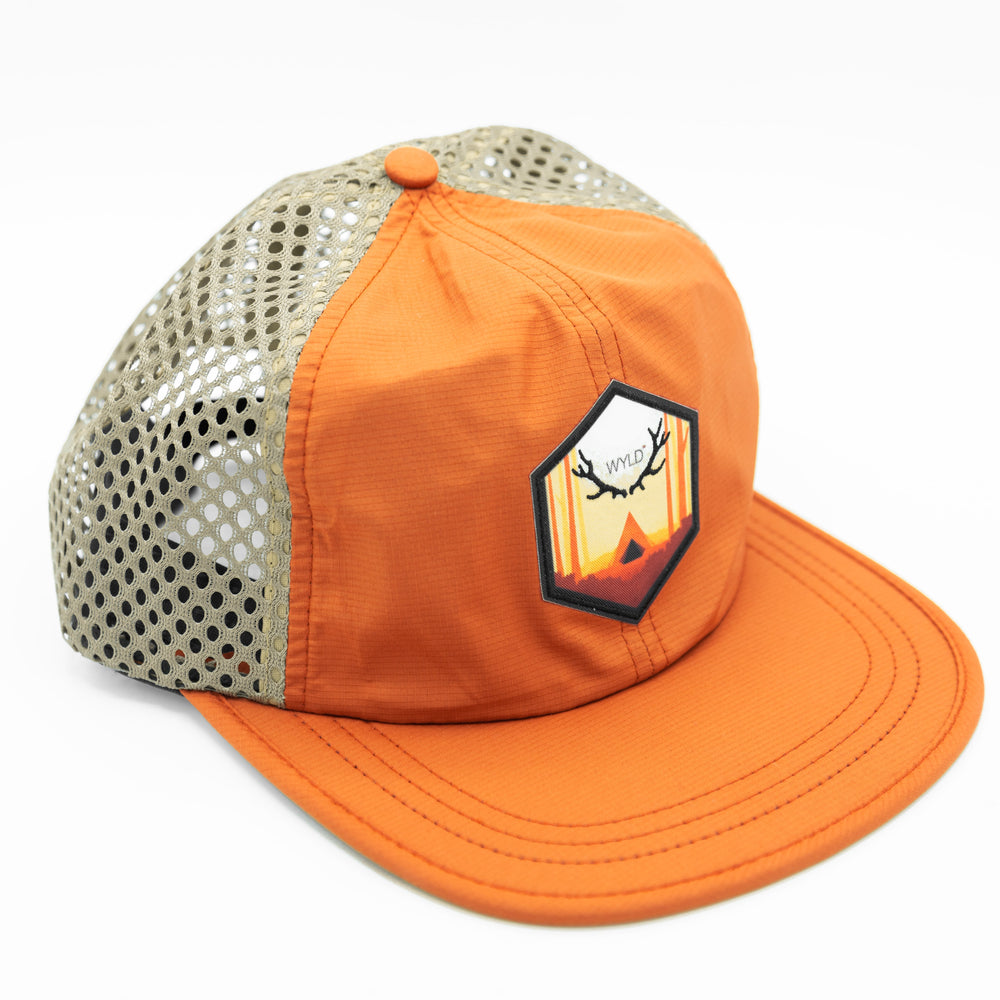 Orange Khaki Patch Mesh Cap with no shadow